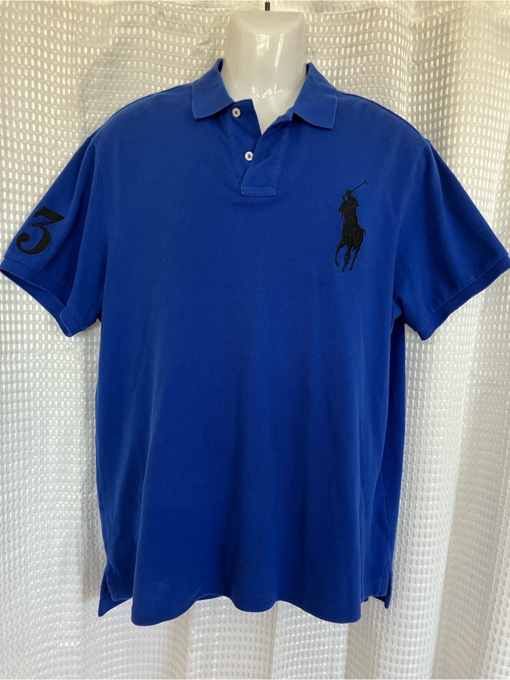 Polo Ralph Lauren "3" Slim Fit Big Pony Polo Shirt Blue Black Logo XL